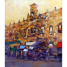 Shan Amrohvi, 30 x 36 inch, Acrylic on Canvas, Cityscape Painting, AC-SA-176